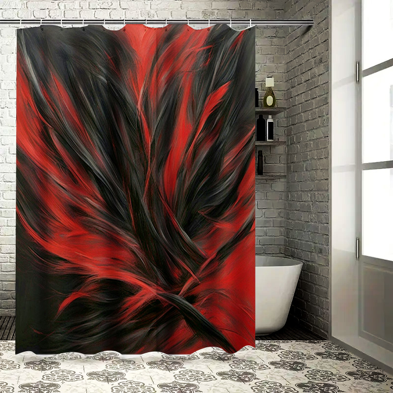 Home Improvement Ideas - Red and Black Abstract Print Shower